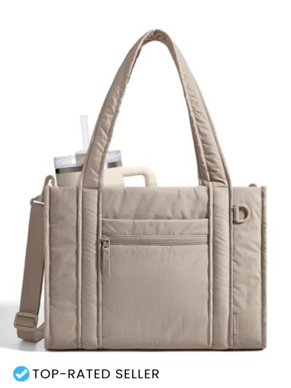 Quilted Puffer Tote Bag Lightweight Nylon Crossbody Work Travel 14L